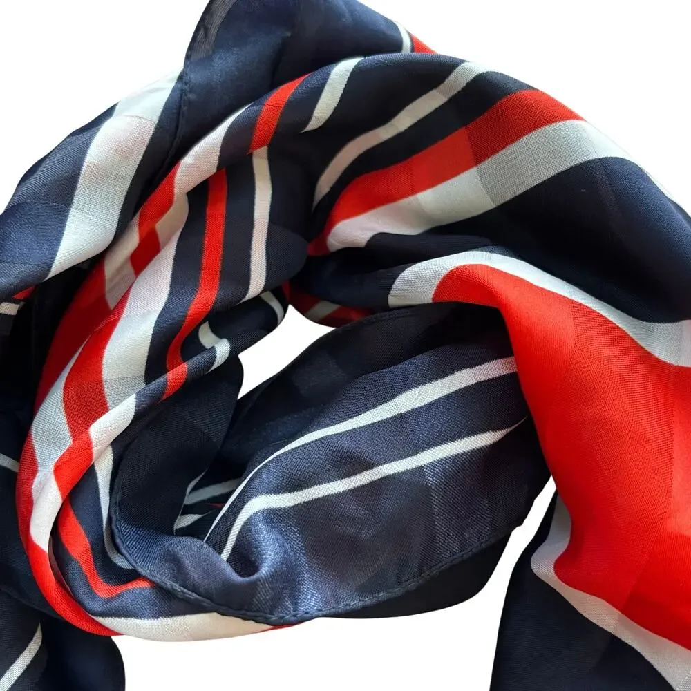 Vintage red white & blue scarf silky burnout stripe mod 30